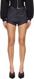 Mugler Navy Paneled Denim Shorts
