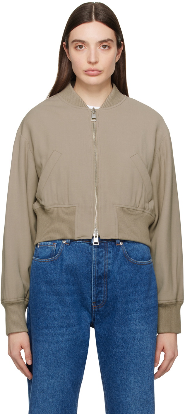AMI Paris Taupe Zip Bomber Jacket