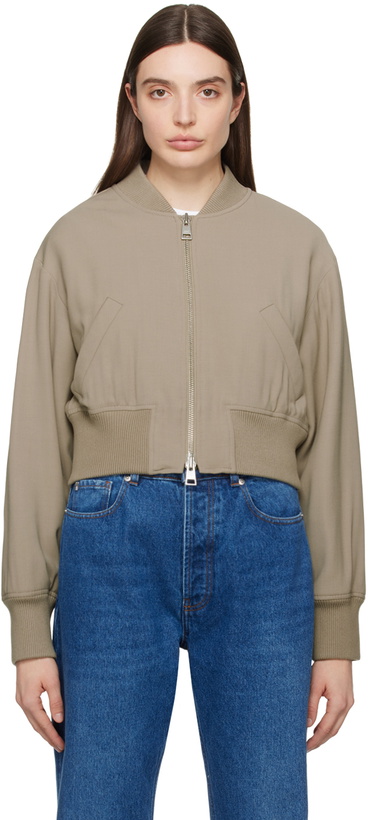 Photo: AMI Paris Taupe Zip Bomber Jacket