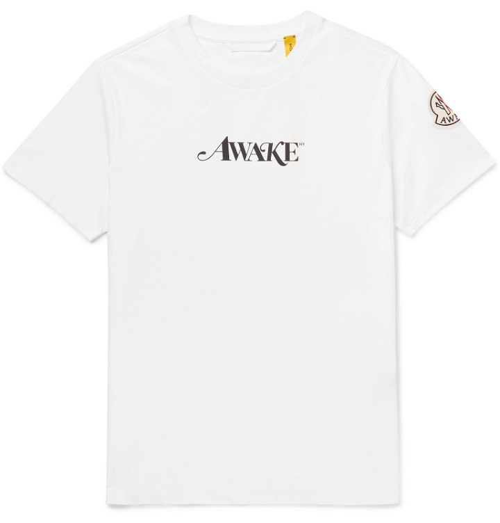 Photo: Moncler Genius - Awake NY 2 Moncler 1952 Logo-Print Cotton-Jersey T-Shirt - White