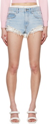 Alexander Wang Blue Pre-Styled Silk Boxer Denim Shorts