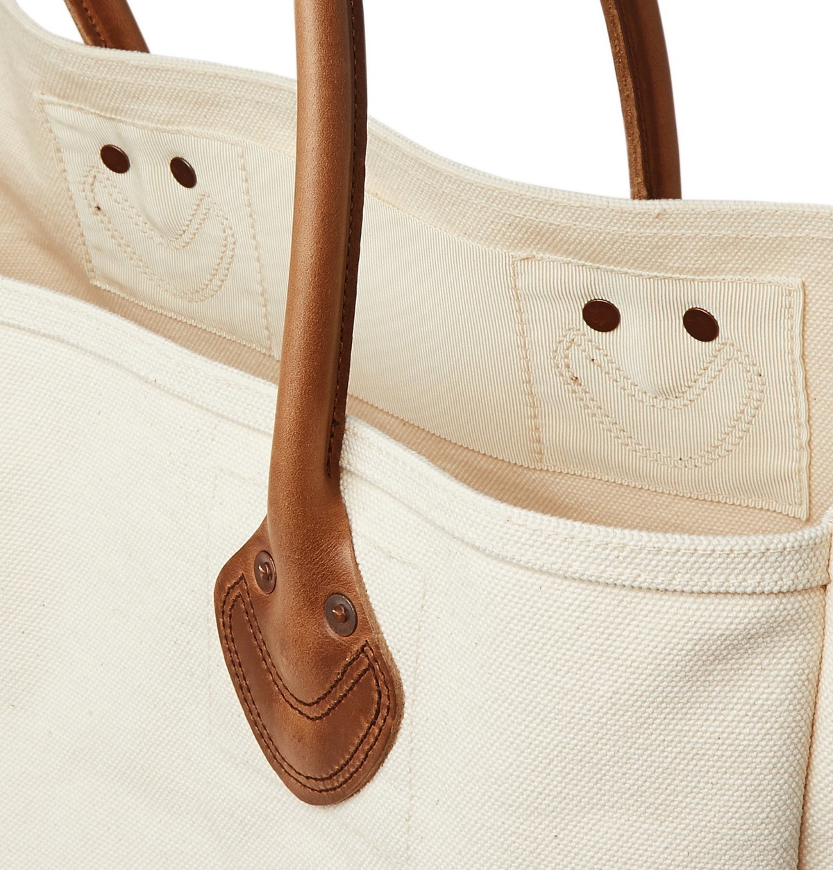 KAPITAL - Smiley Leather-Trimmed Canvas Tote Bag - Neutrals