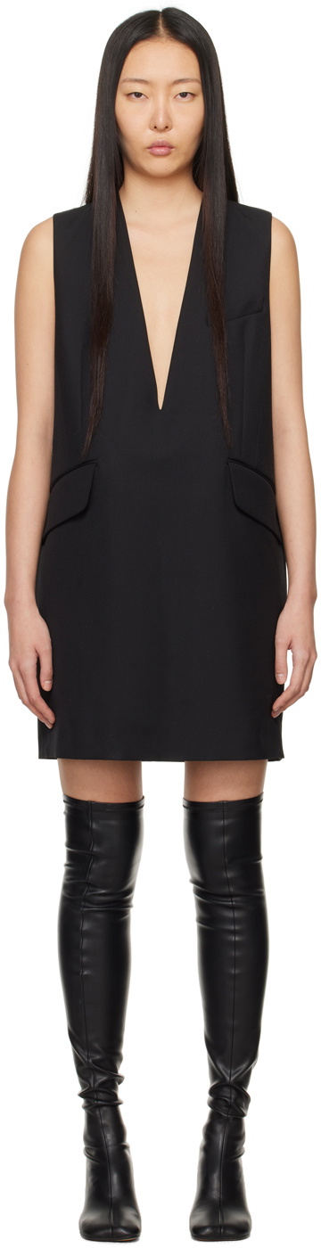 MM6 Maison Margiela Black Boat Neck Minidress MM6 Maison Margiela