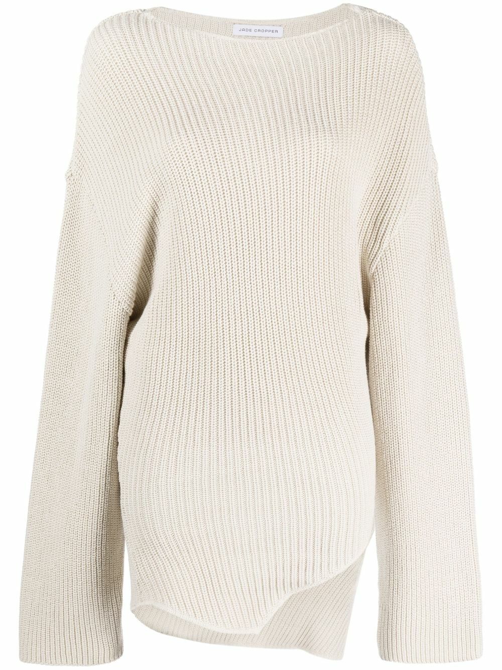 Jade Cropper White Asymmetric Organic Cotton Jumper