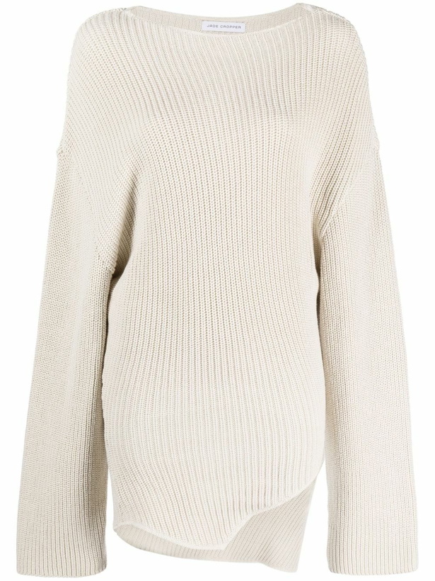 Photo: Jade Cropper White Asymmetric Organic Cotton Jumper