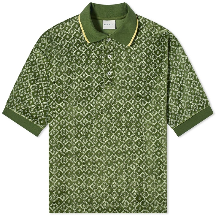 Photo: Drole de Monsieur Men's Drôle de Monsieur Monoram Polo Shirt in Green