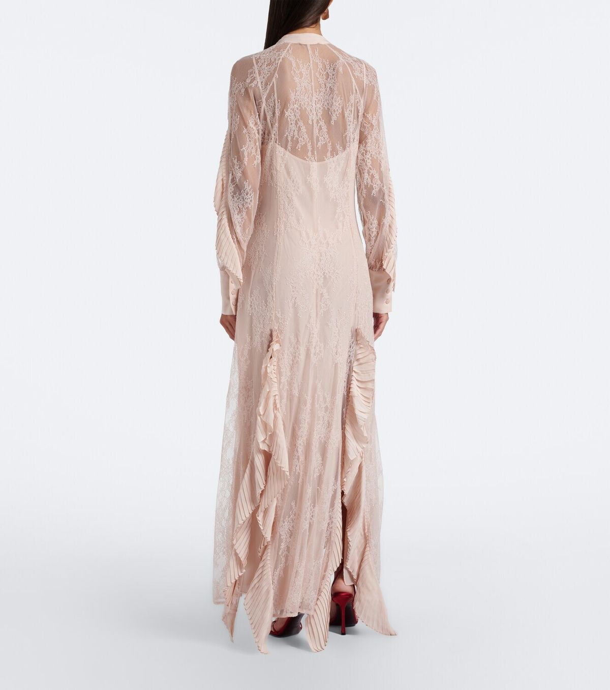 Blumarine Ruffled tie-neck lace gown