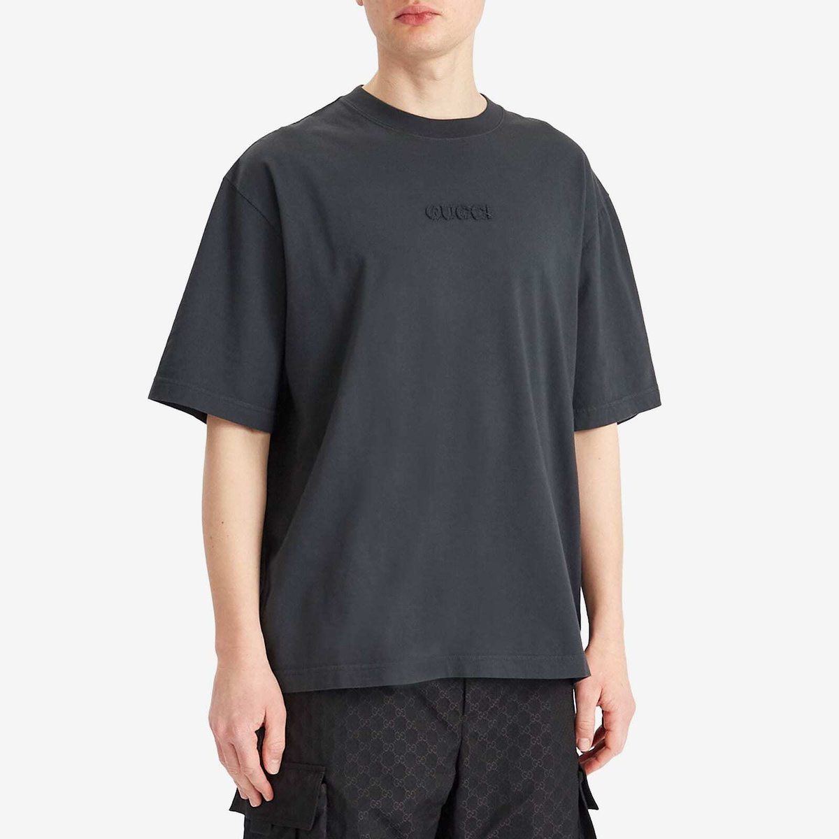 Gucci Men's Logo T-Shirt in Dark Grey/Mix