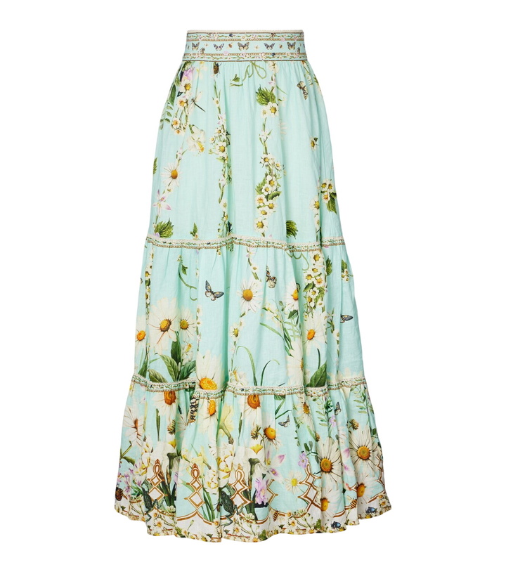 Photo: Camilla Floral tiered linen maxi skirt