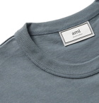 AMI - Logo-Appliquéd Cotton-Jersey T-Shirt - Blue