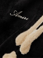 AMIRI - Bones Fleece-Trimmed Logo-Embroidered Chenille Hoodie - Black