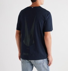 Moncler - Logo-Appliquéd Printed Cotton-Jersey T-Shirt - Blue