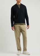 Emporio Armani Half-zip Ribbed Wool Jumper Navy