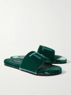 TOM FORD - Harrison Logo-Embroidered Velvet Slides - Green