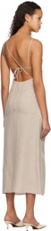 Subtle Le Nguyen Beige Cutout Maxi Dress