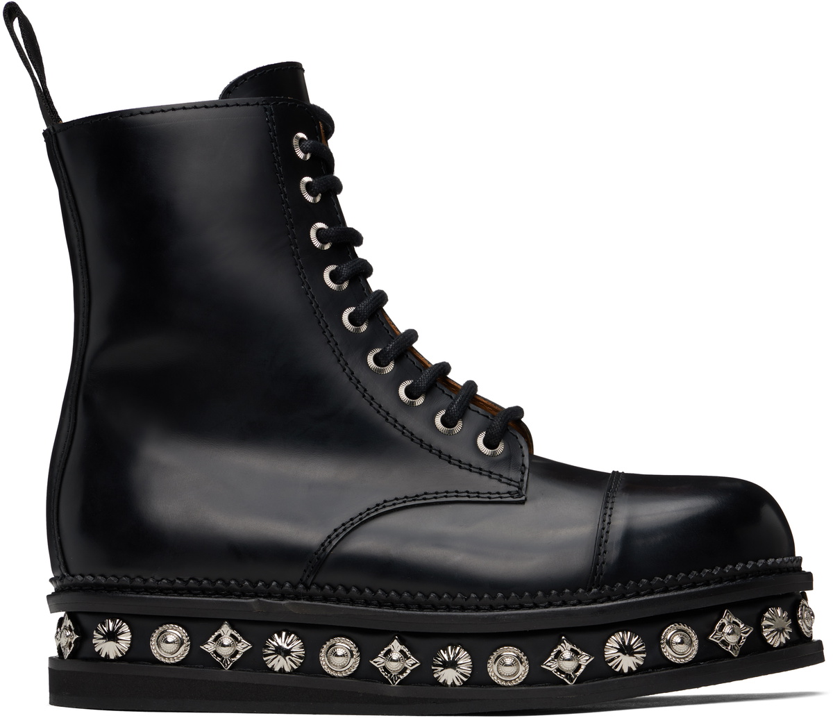 Toga Virilis Black Leather Platform Boots Toga Virilis