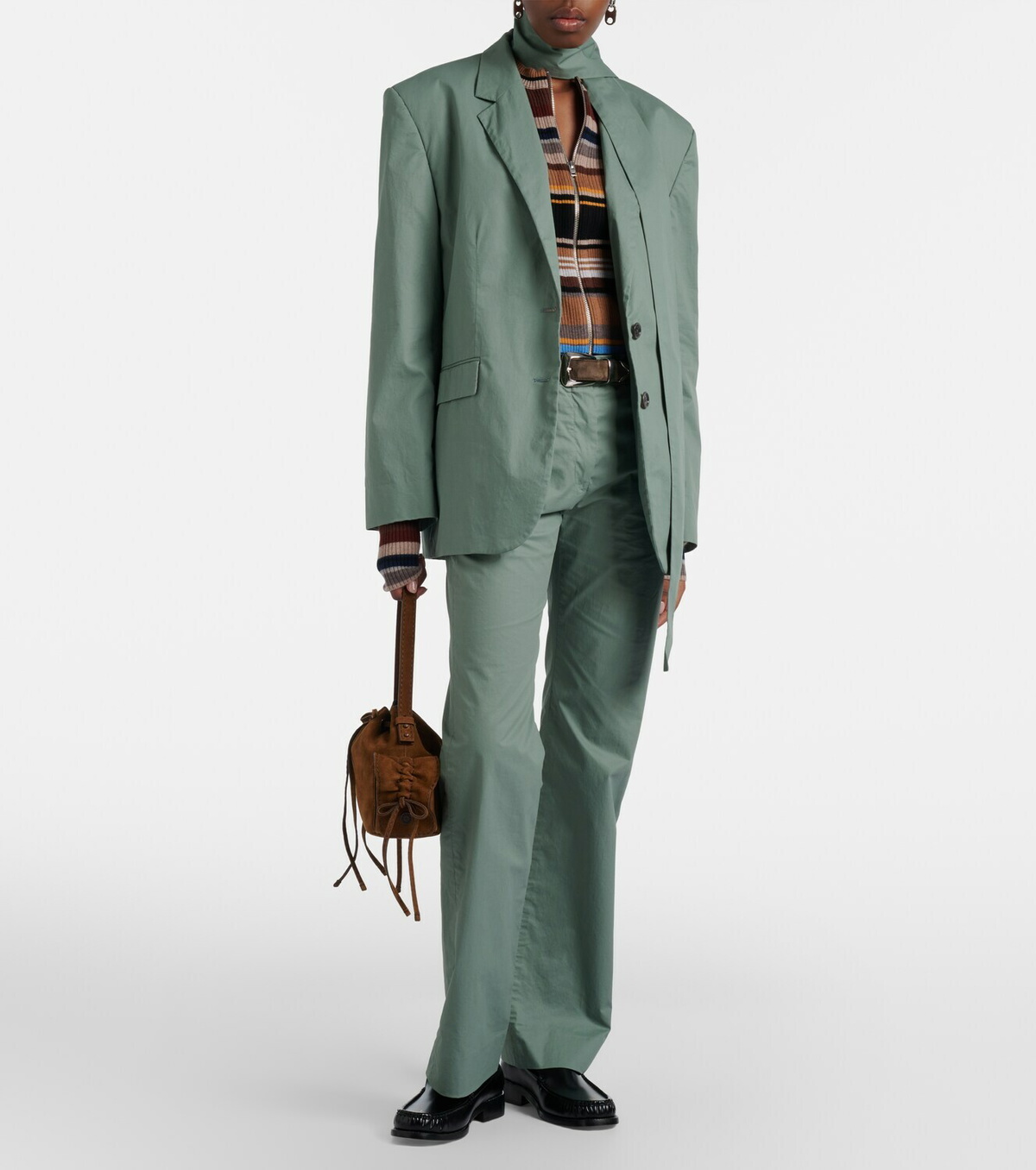 Acne Studios Scarf-detail oversized cotton twill blazer
