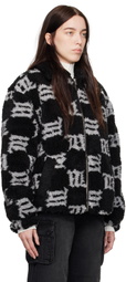 MISBHV Black Monogram Faux-Shearling Jacket