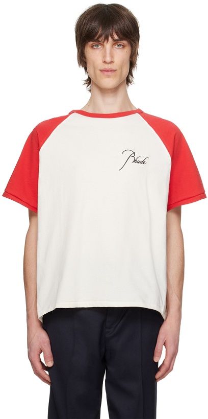 Photo: Rhude Red & Off-White Raglan T-Shirt