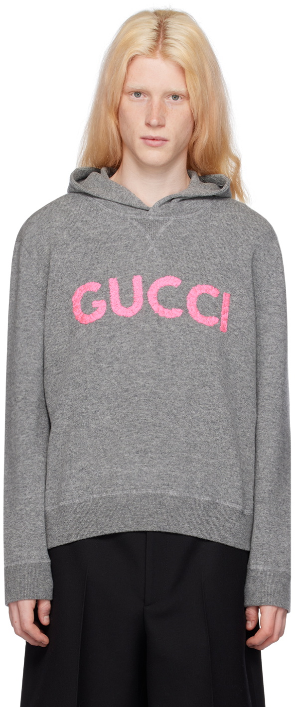 Gucci Gray Embroidered Hoodie Gucci