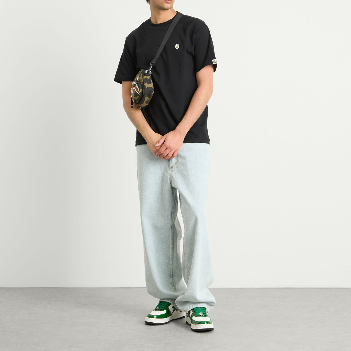 A Bathing Ape Men's 1St Camo Shark Mini Bag in Green A Bathing Ape