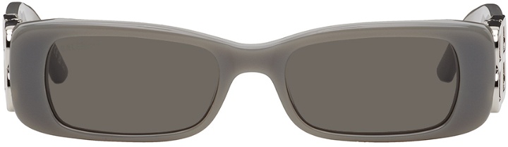 Photo: Balenciaga Gray Dynasty Rectangle Sunglasses