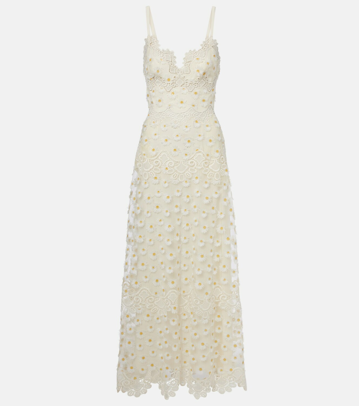 Elie Saab Embroidered guipure lace tulle maxi dress