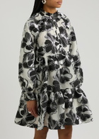 Stine Goya Floral-jacquard Organza Mini Dress Black And White