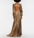 Etro - Leopard-print cutout silk gown