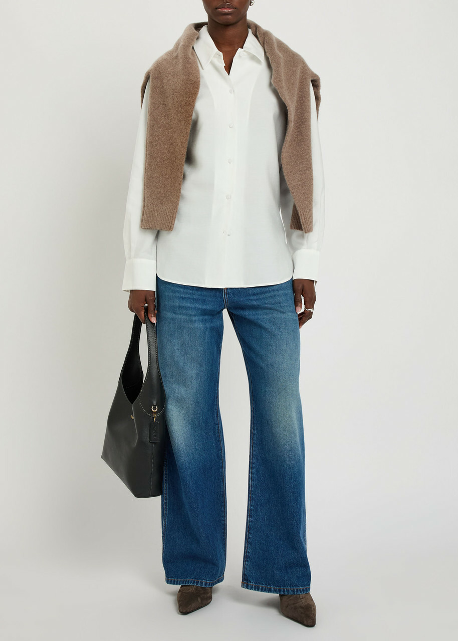 Vince Covered Button Woven Shirt Cream