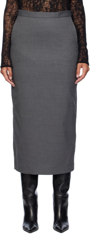 Photo: REMAIN Birger Christensen Gray Suiting Midi Skirt