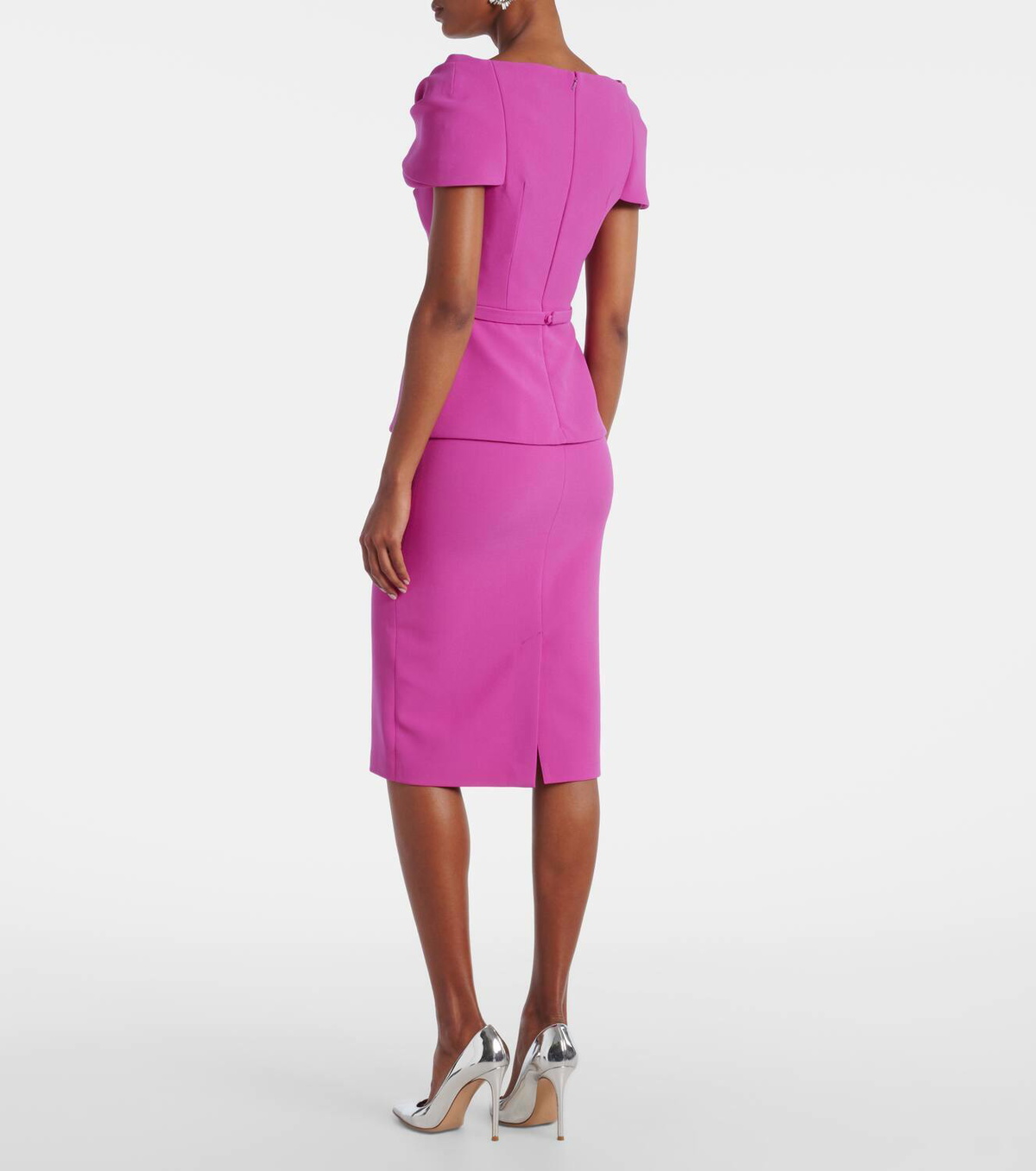 Safiyaa Belted peplum midi dress