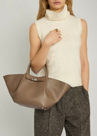 Demellier The New York Midi Grained Leather Tote - Taupe - One Size