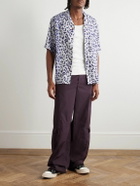Wacko Maria - Convertible-Collar Leopard-Print Satin-Twill Shirt - Purple