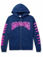Stray Rats - Logo-Print Cotton-Jersey Zip-Up Hoodie - Blue