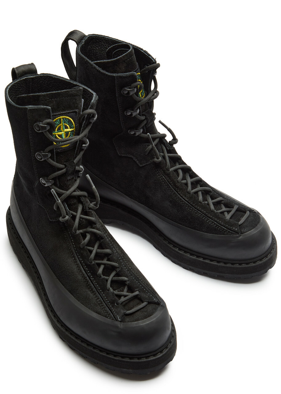 Stone Island Suede Hiking Boots Black