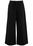 Eileen Fisher Cropped Wide-leg Jersey Trousers Black