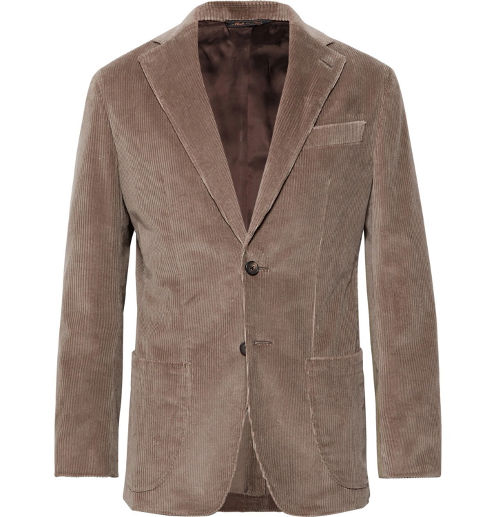 Photo: Thom Sweeney - Taupe Slim-Fit Unstructured Cotton-Corduroy Suit Jacket - Brown