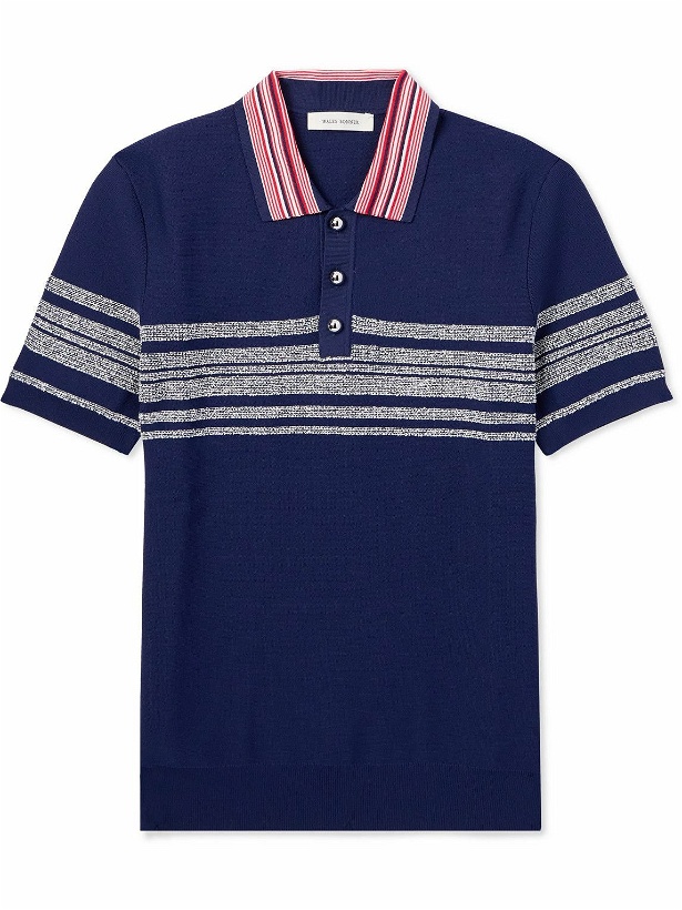 Photo: Wales Bonner - Dawn Slim-Fit Striped Knitted Polo Shirt - Blue