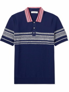 Wales Bonner - Dawn Slim-Fit Striped Knitted Polo Shirt - Blue