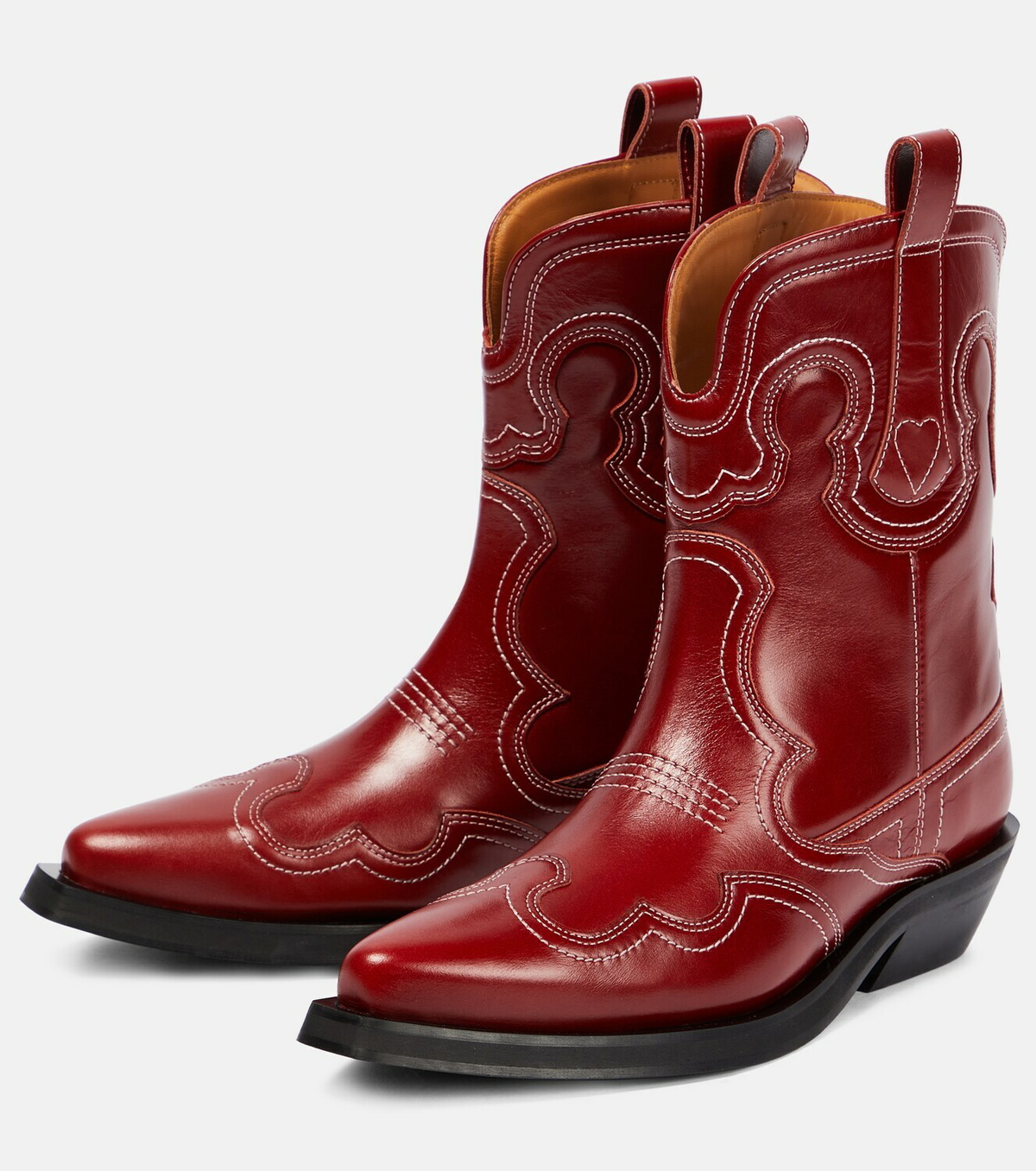 Barbados Cherry Red Low Shaft Embroidered Western Boots