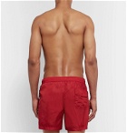 Moncler - Grosgrain-Trimmed Swim Shorts - Red