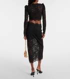 Rabanne Floral lace midi skirt