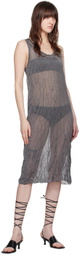 Filippa K Gray Crinkled Midi Dress