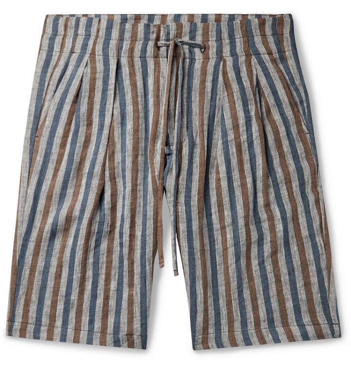 Photo: Monitaly - Pleated Cotton Drawstring Shorts - Multi