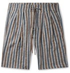 Monitaly - Pleated Cotton Drawstring Shorts - Multi