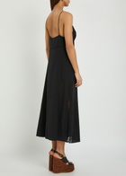 Chloe Lace-trimmed Silk Midi Dress Black