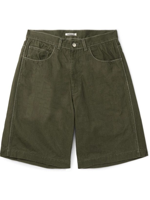 Photo: Auralee - Organic Cotton-Canvas Shorts - Green