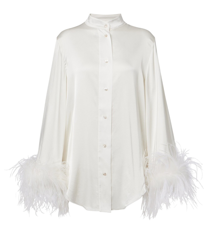 Photo: Oséree Bridal feather-trimmed satin shirt