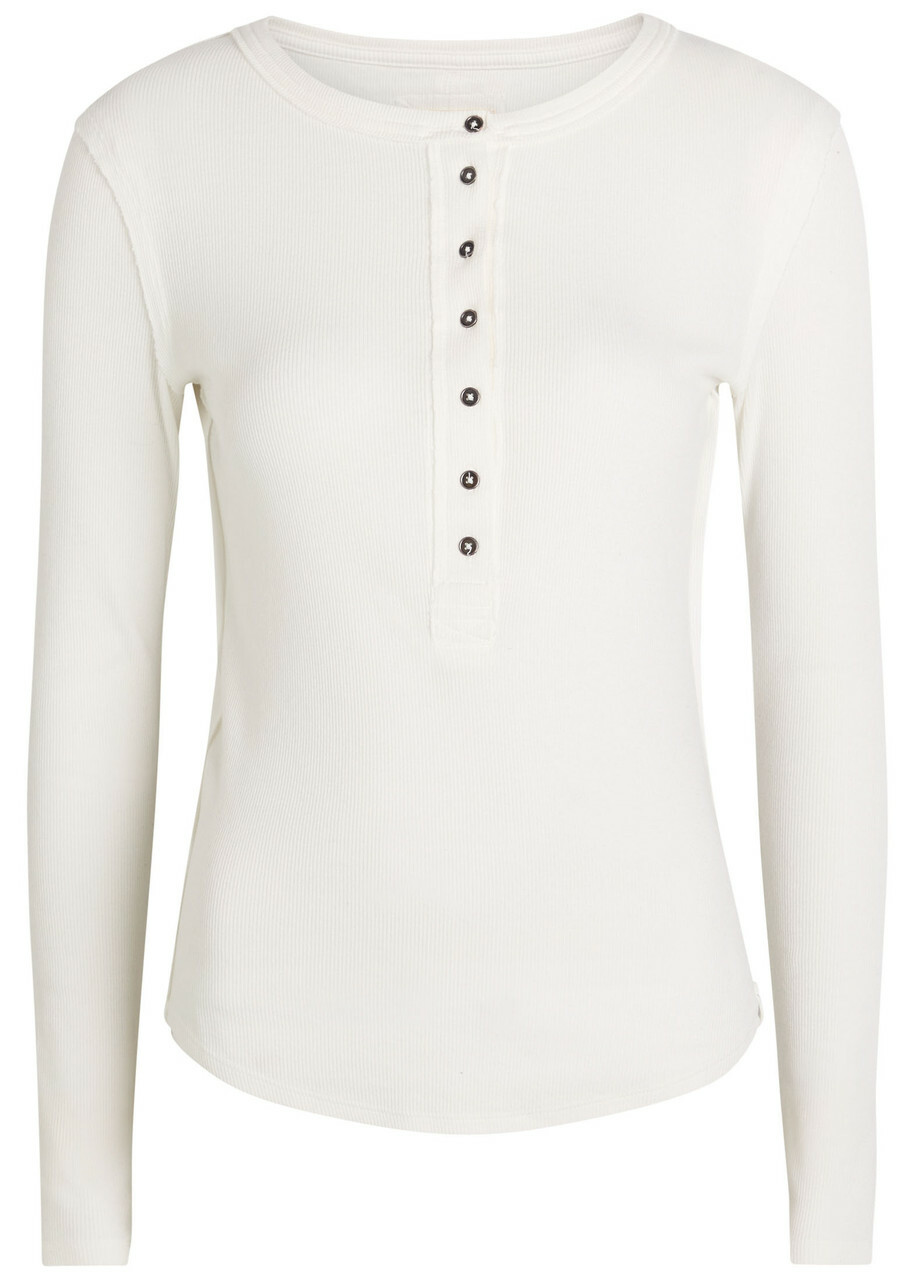 Free People Jamie Henley Ribbed Stretch-cotton top Ivory